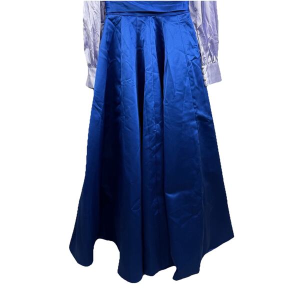 New Castlecore TS Couture Colorblock Blue Maxi Gown Puff Sleeve Evening HOCO - Picture 3 of 16